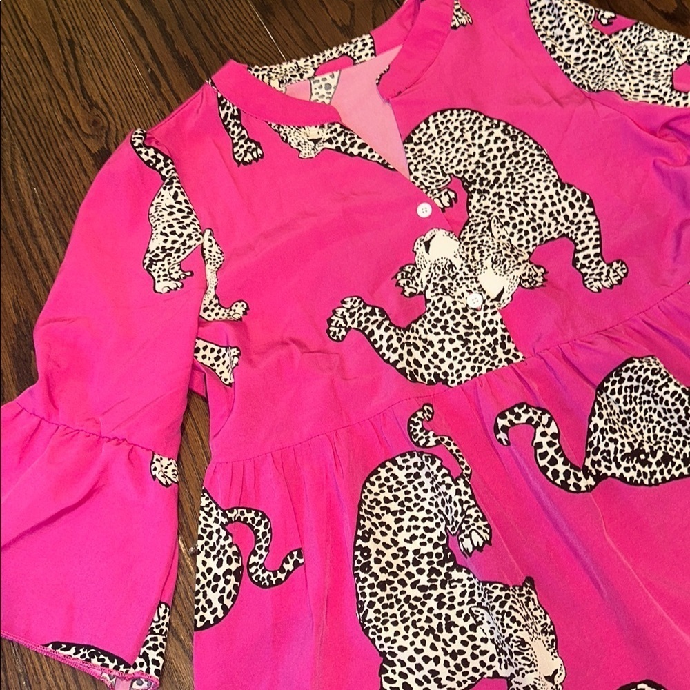 SHEIN Fuchsia Animal Print Midi Dress size large - Picture 3 of 6